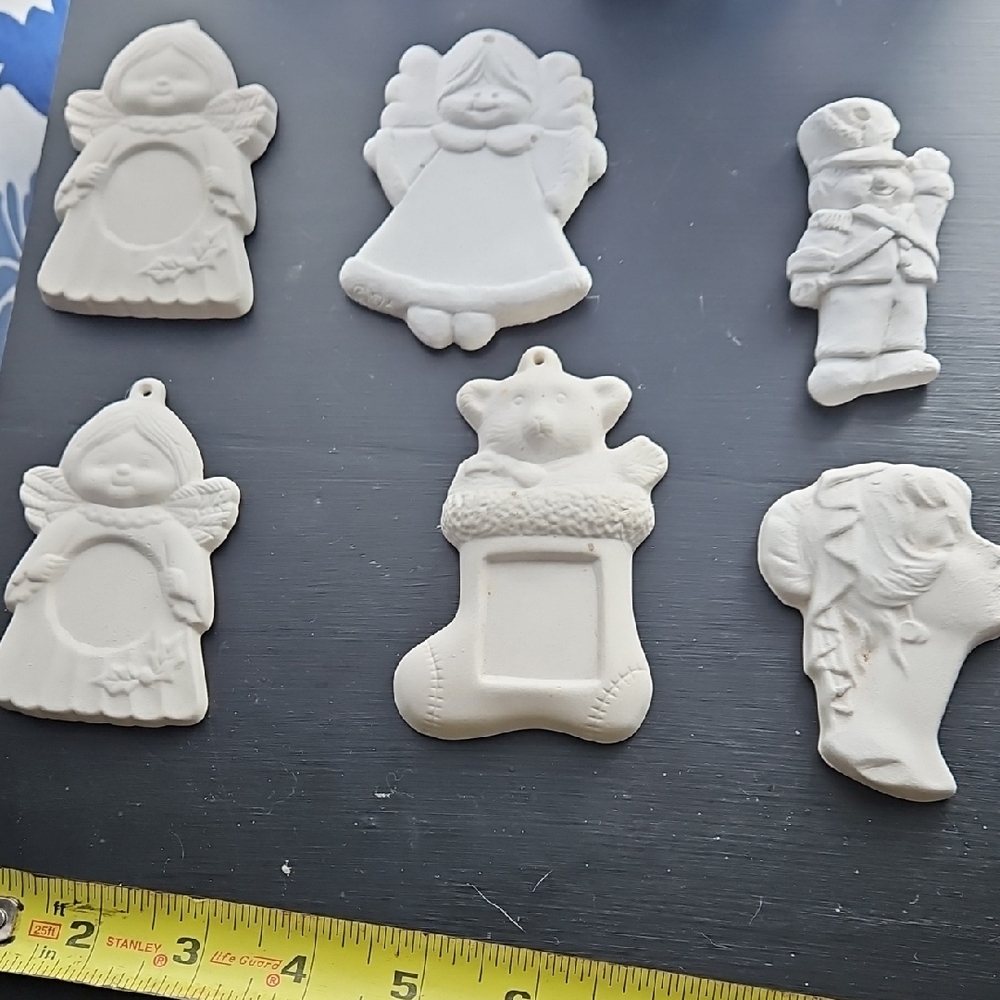 White Ceramic Angel and Holiday Figurines Set